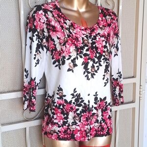 WHITE HOUSE BLACK MARKET floral cardigan sweater size med (S43)